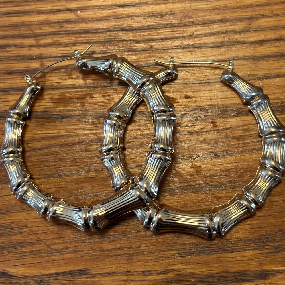 Large Hoop Earrings Ladies/Girls Gold Tone